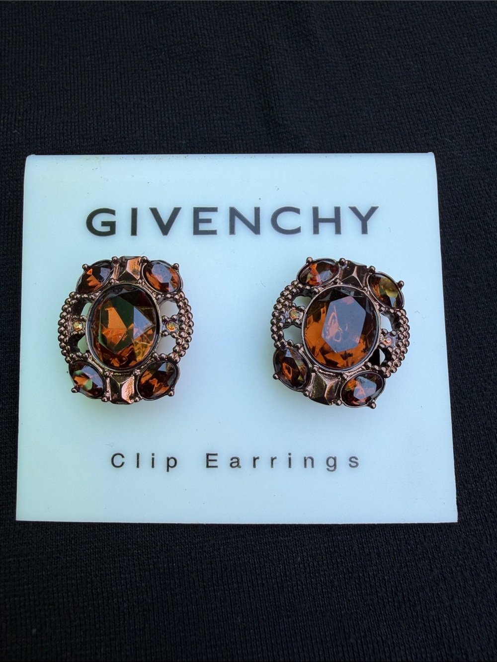 Givenchy Amber Crystal Cluster Clip Earrings